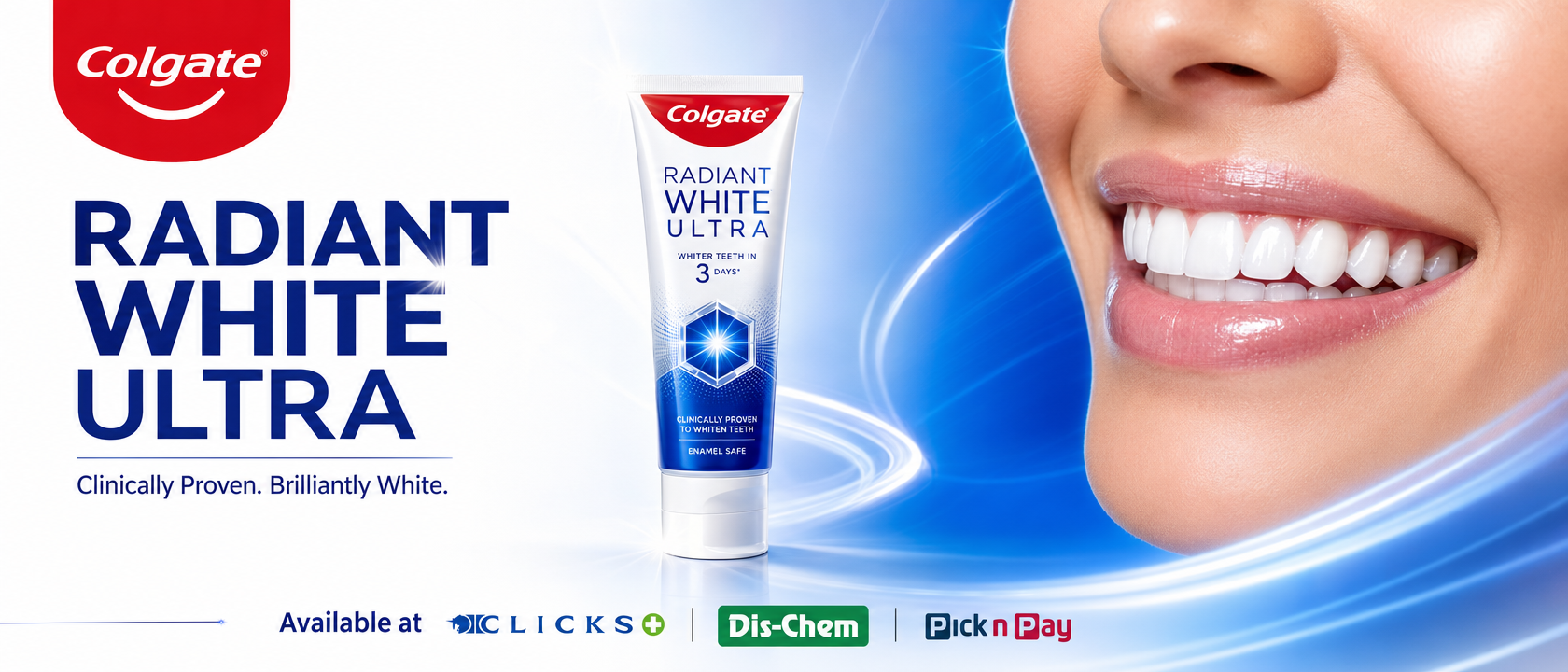 Colgate Radiant White Ultra — Available at Clicks, Dis-Chem & Pick n Pay