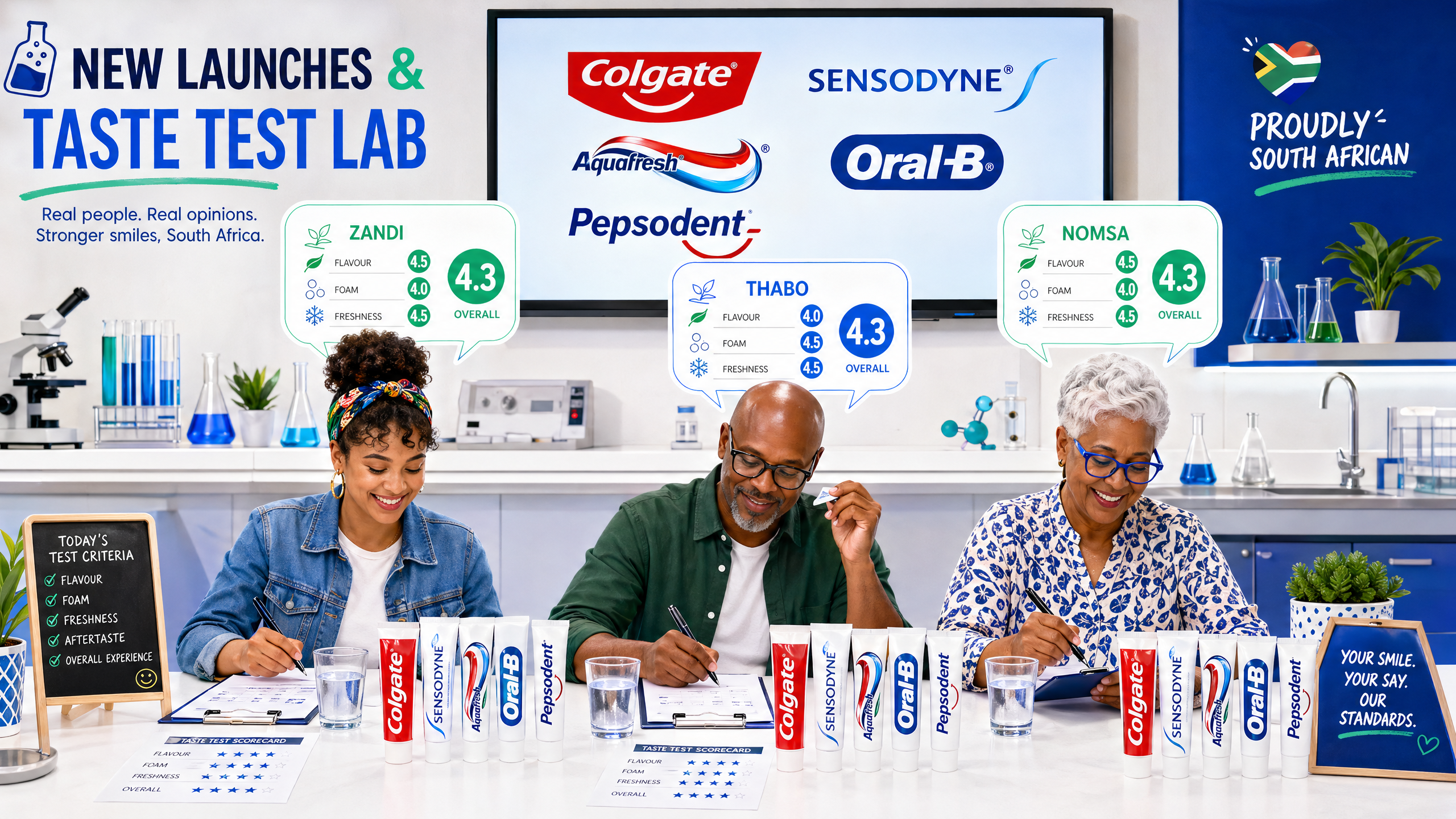 SA New Launches Taste Test Lab — Colgate, Sensodyne, Aquafresh, Oral-B, Pepsodent